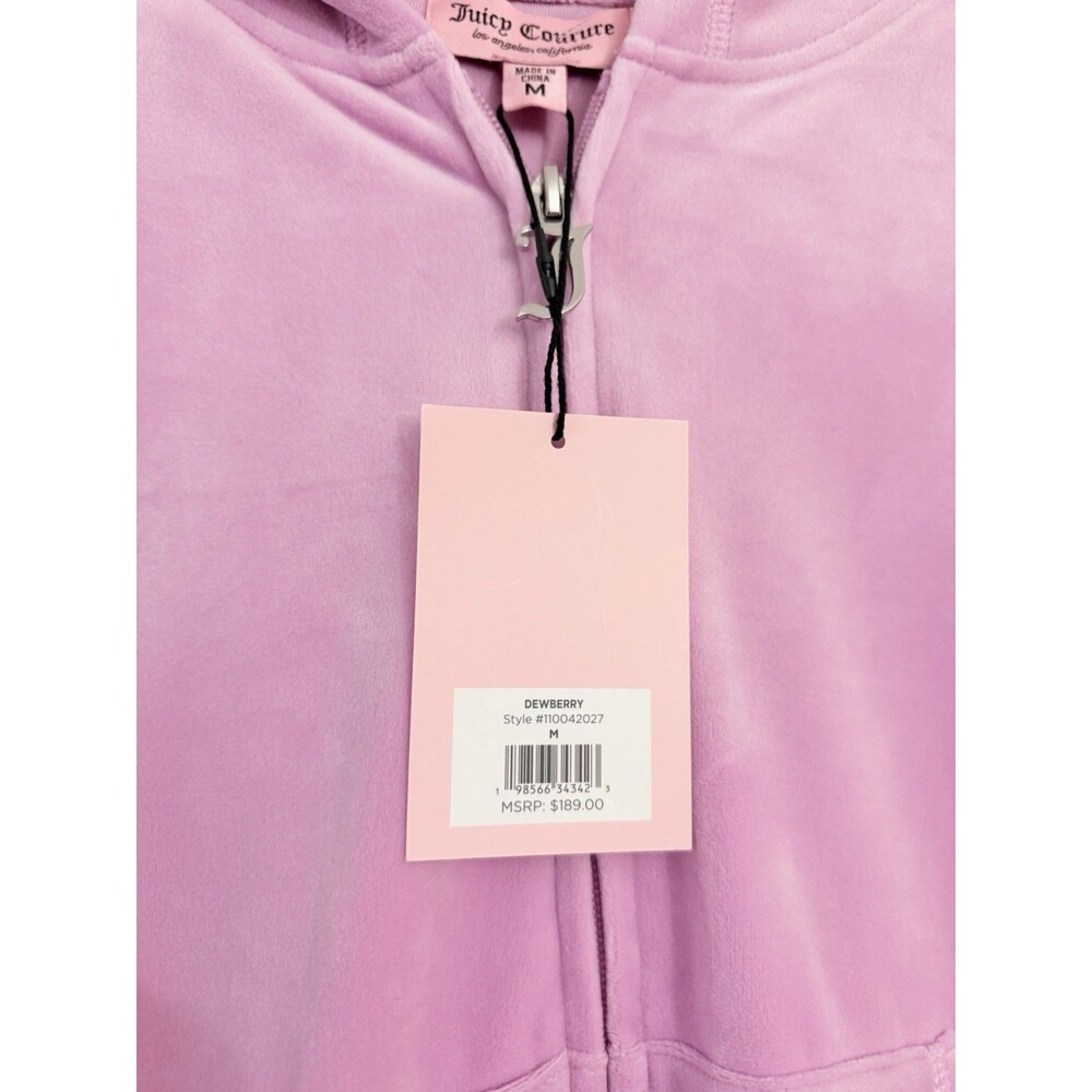 Juicy Couture Dewberry Velour Bling tracksuit Hoodie and Shorts Set Size M NWT - Picture 7 of 10